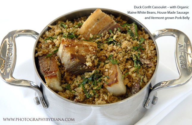 ** This photograph is copyrighted and protected, visit www.photographybydiana.com for more information  **    photo of: Craig Tresser and Eric Warnstedt -  Duck Confit Cassoulet � with Organic Maine White Beans, House Made Sausage and Vermont grown Pork Belly 